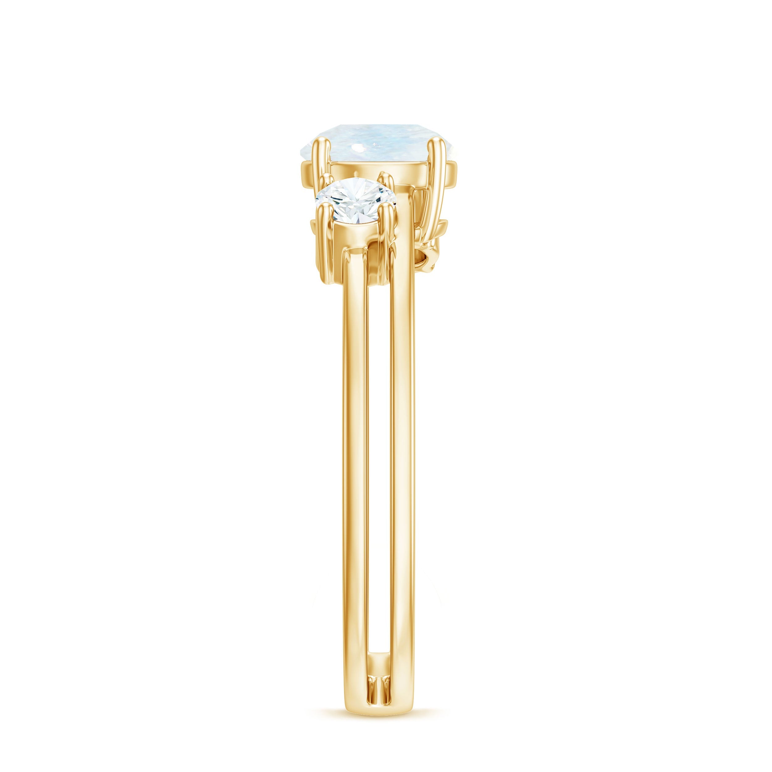 0.3 Carat Moonstone Solitaire Double Band Ring with Diamond