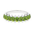 Oval Cut Peridot Half Eternity Ring with Diamond Stones