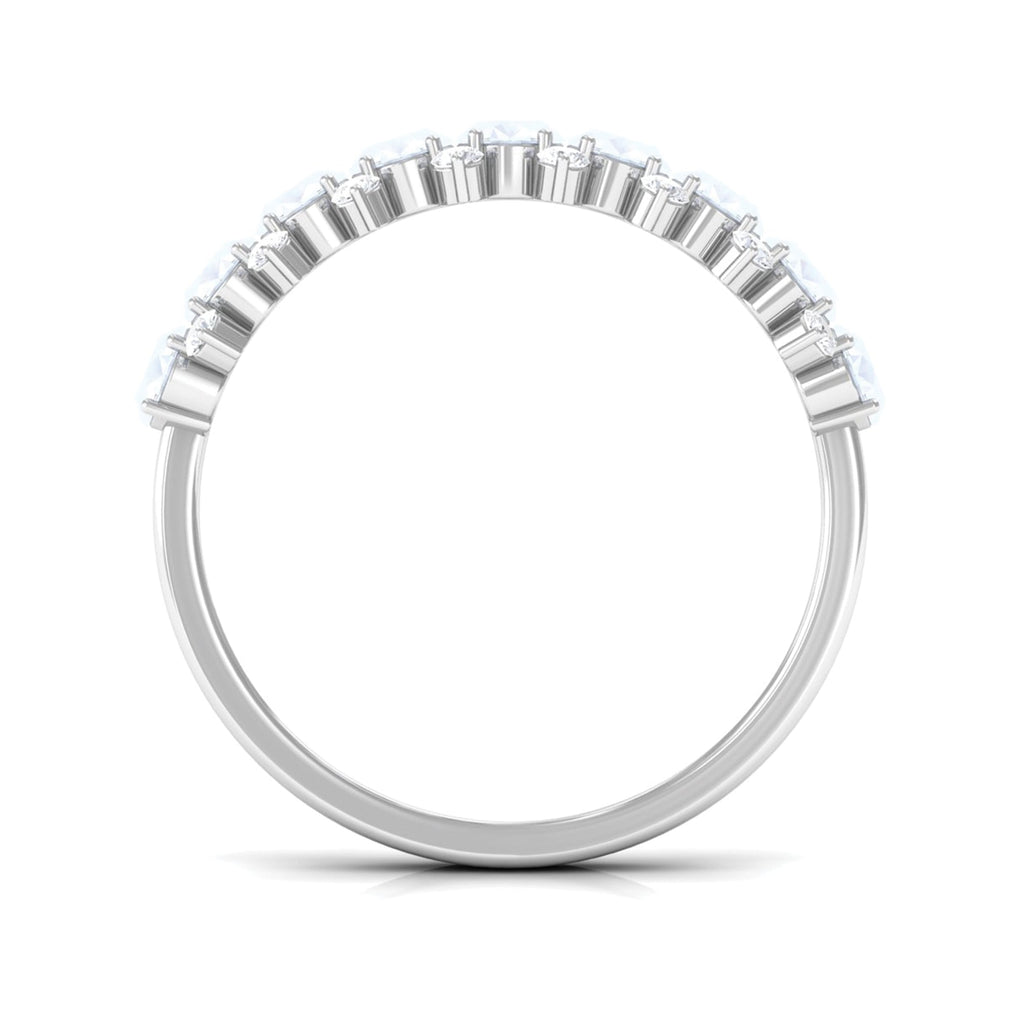 Genuine Moonstone and Diamond Half Eternity Ring