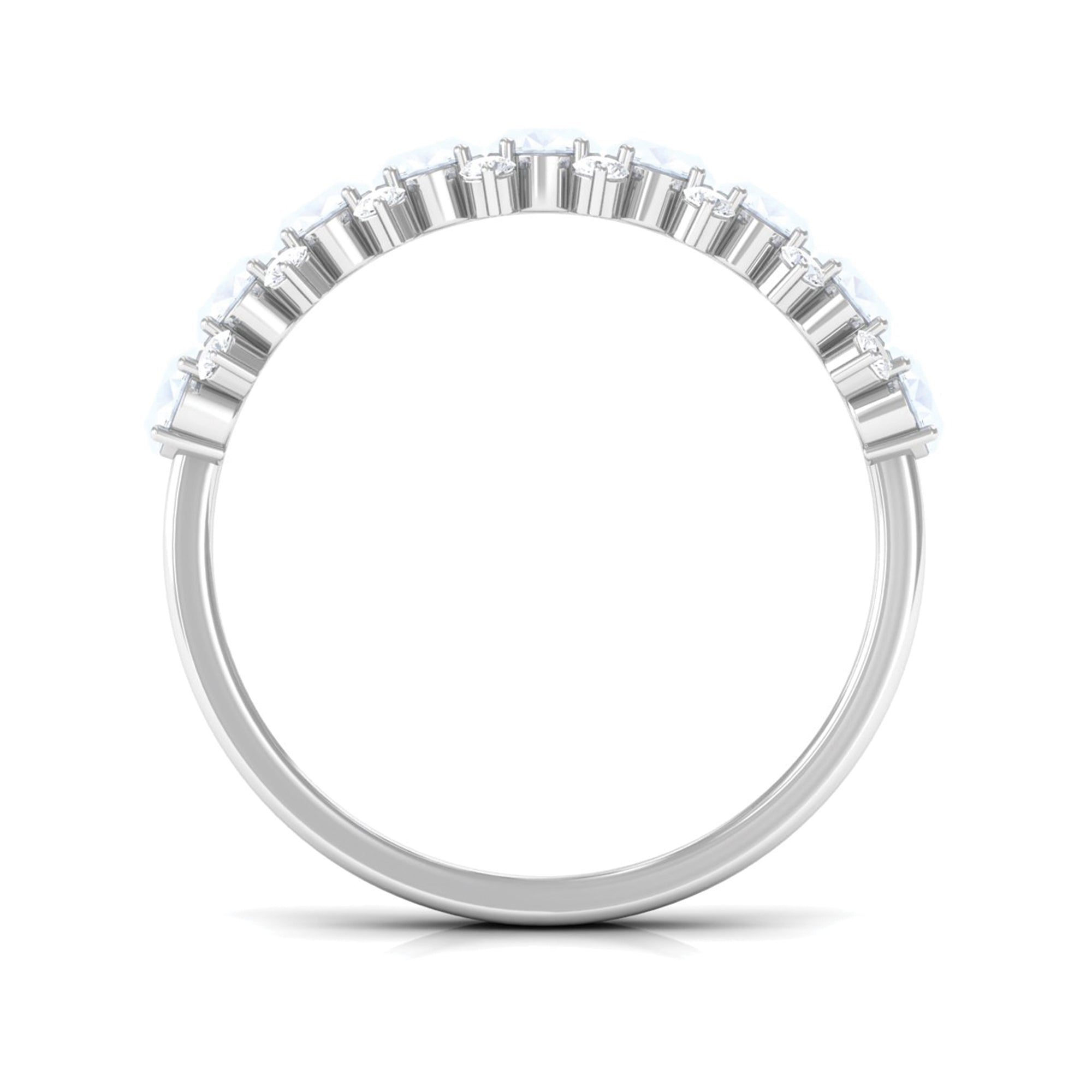 Genuine Moonstone and Diamond Half Eternity Ring