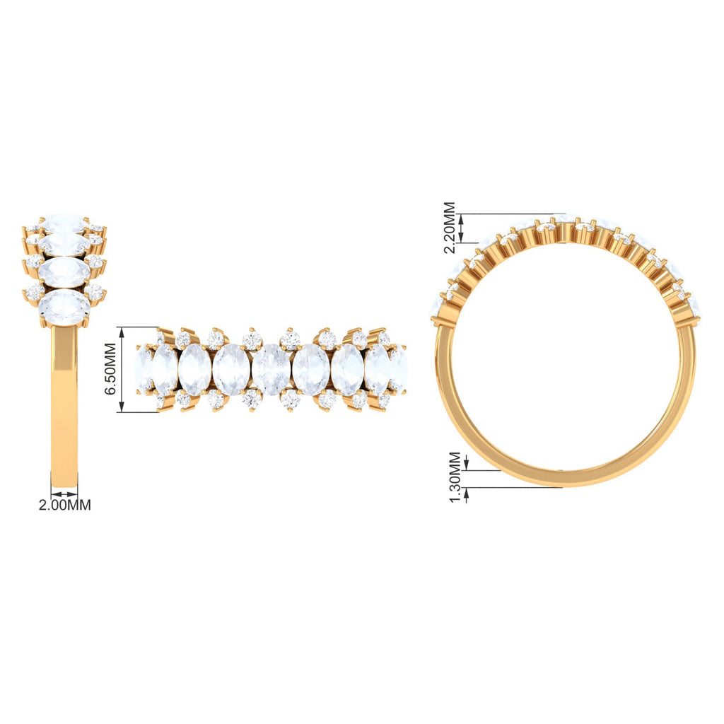 Genuine Moonstone and Diamond Half Eternity Ring