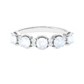 Natural Moonstone and Diamond Half Eternity Ring