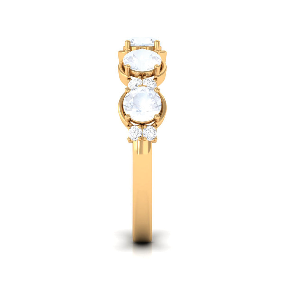 Natural Moonstone and Diamond Half Eternity Ring