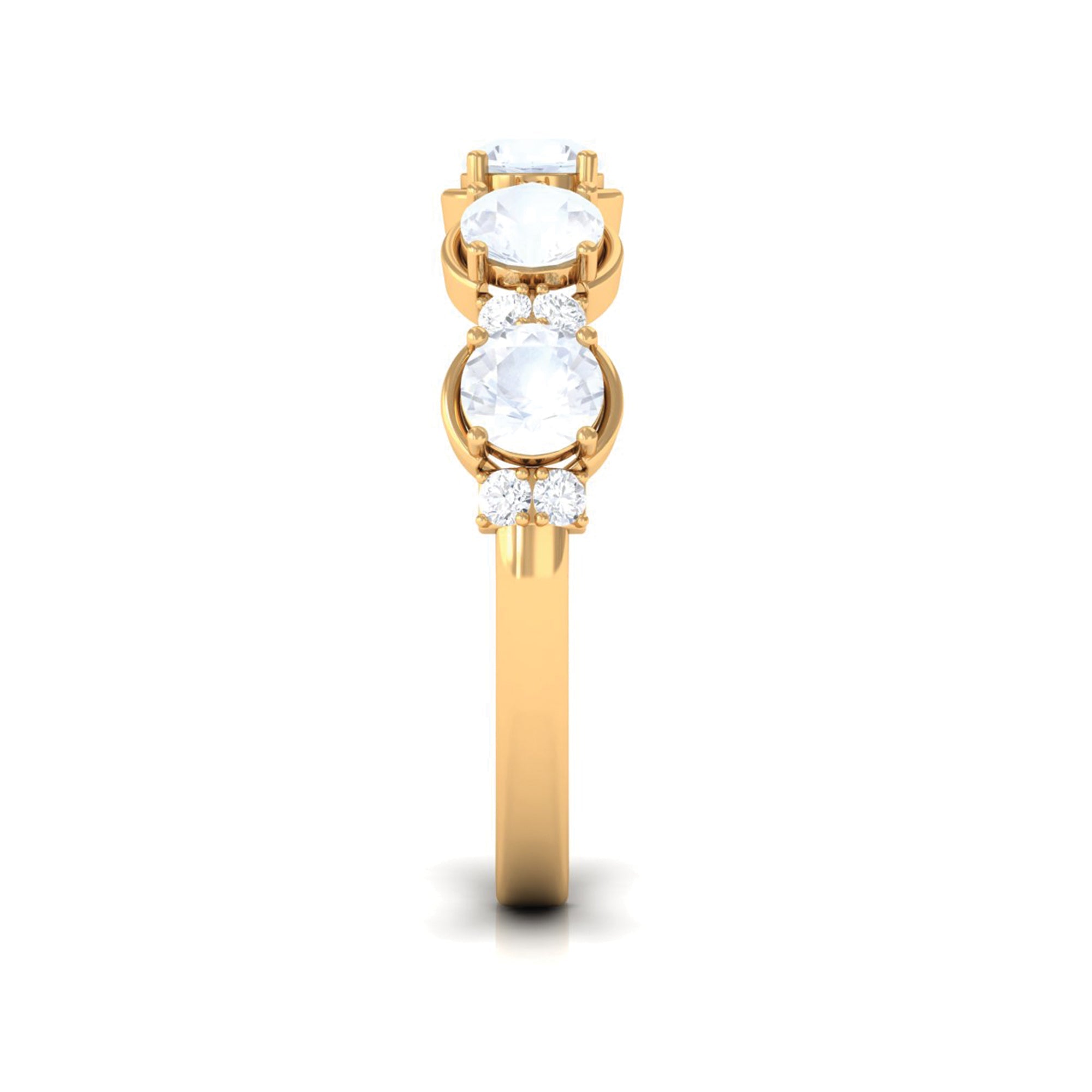 Natural Moonstone and Diamond Half Eternity Ring