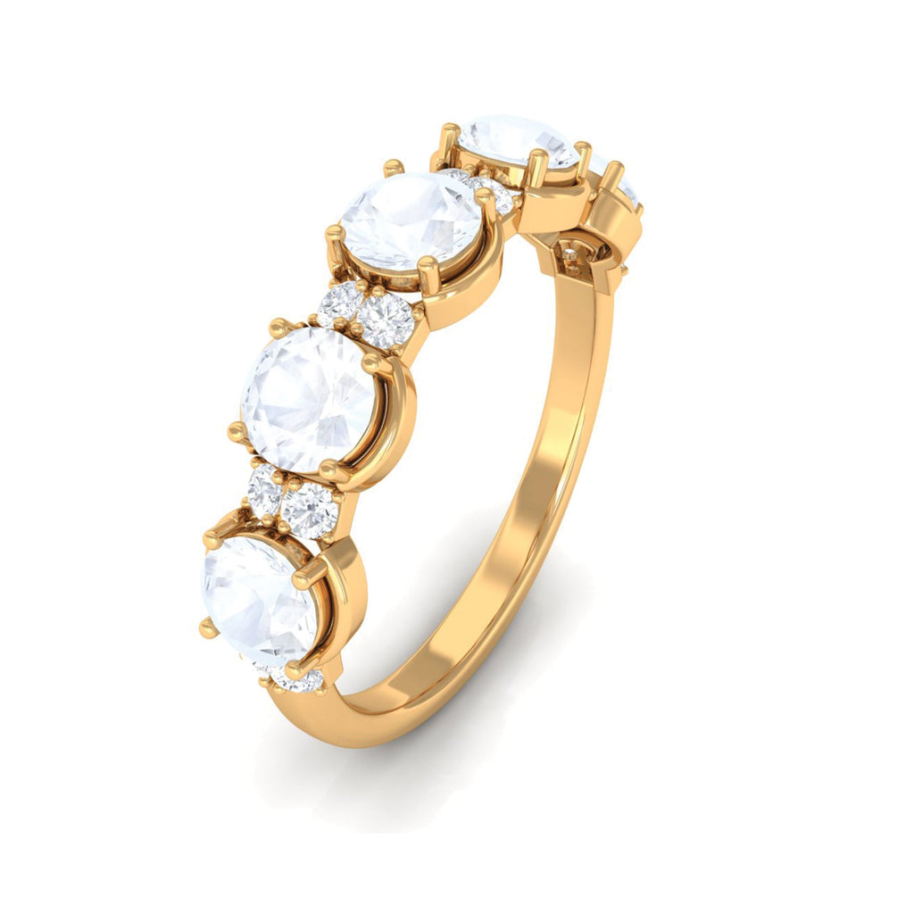Natural Moonstone and Diamond Half Eternity Ring