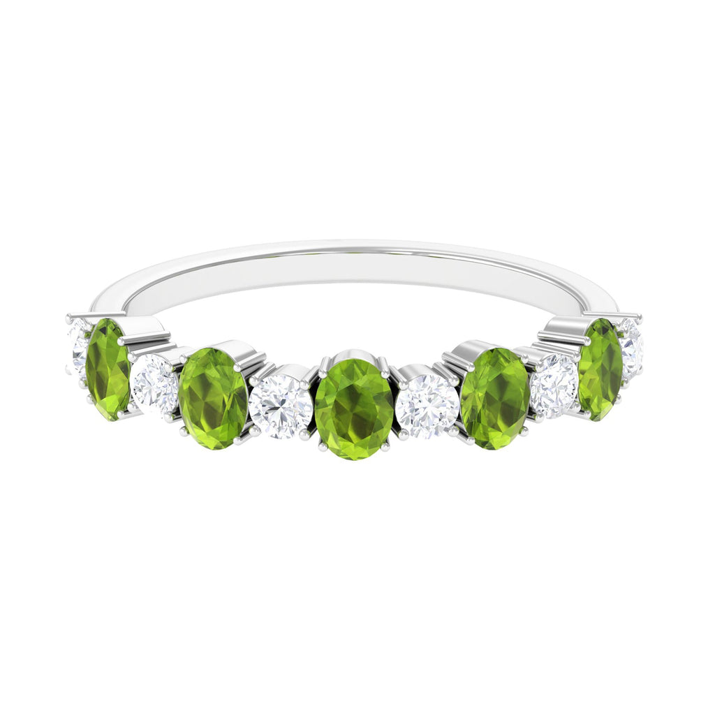 Alternate Peridot and Diamond Half Eternity Ring