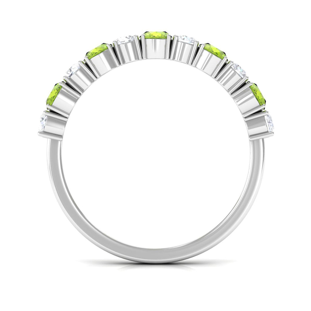 Alternate Peridot and Diamond Half Eternity Ring