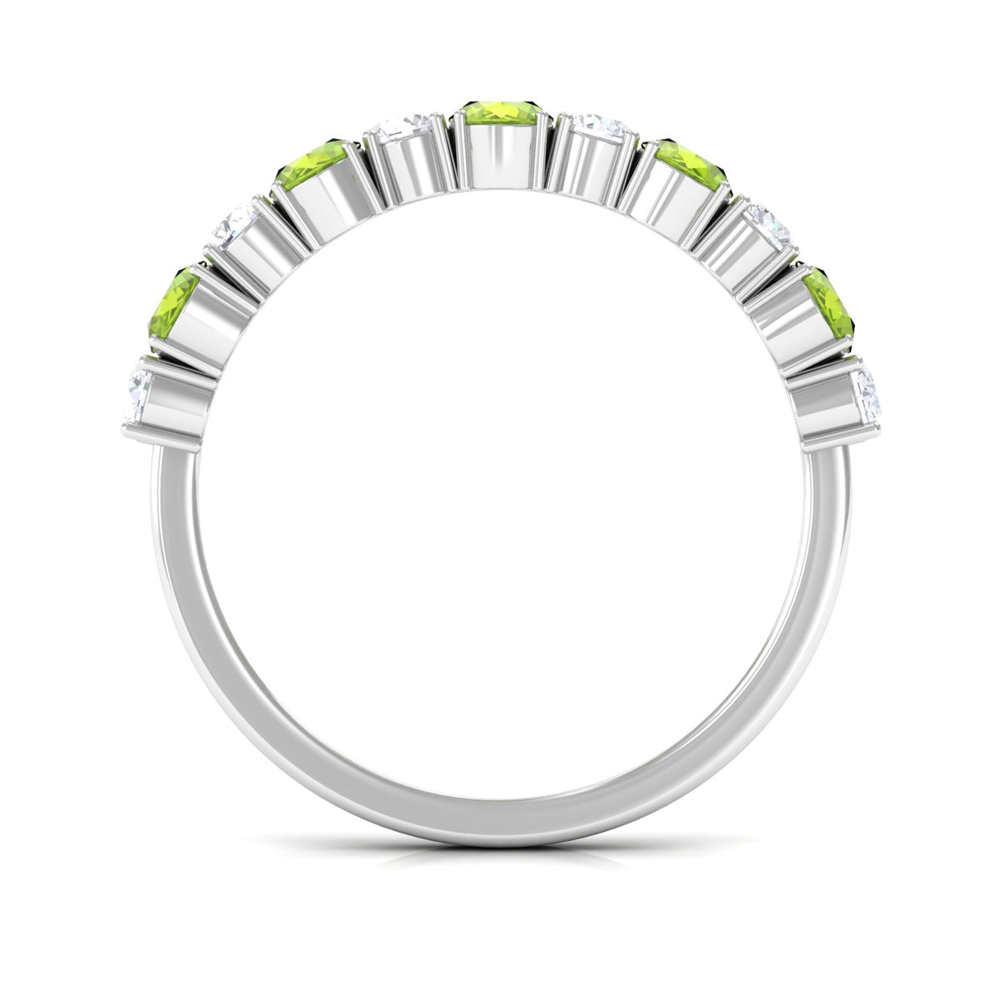 Alternate Peridot and Diamond Half Eternity Ring