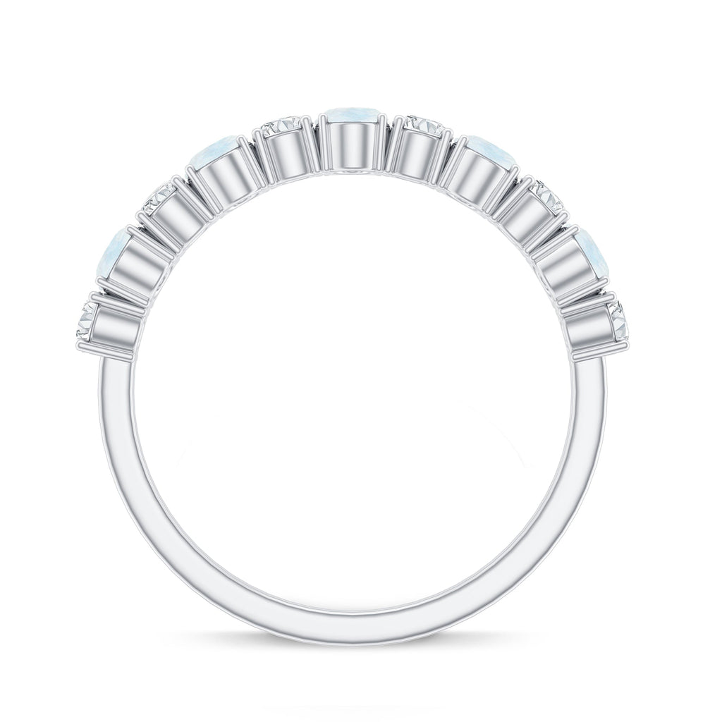 Alternate Moonstone and Diamond Semi Eternity Ring