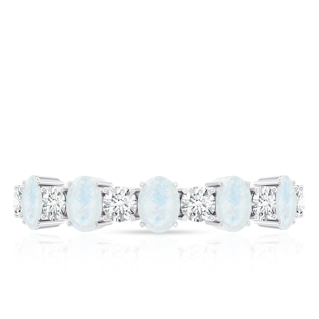 Alternate Moonstone and Diamond Semi Eternity Ring