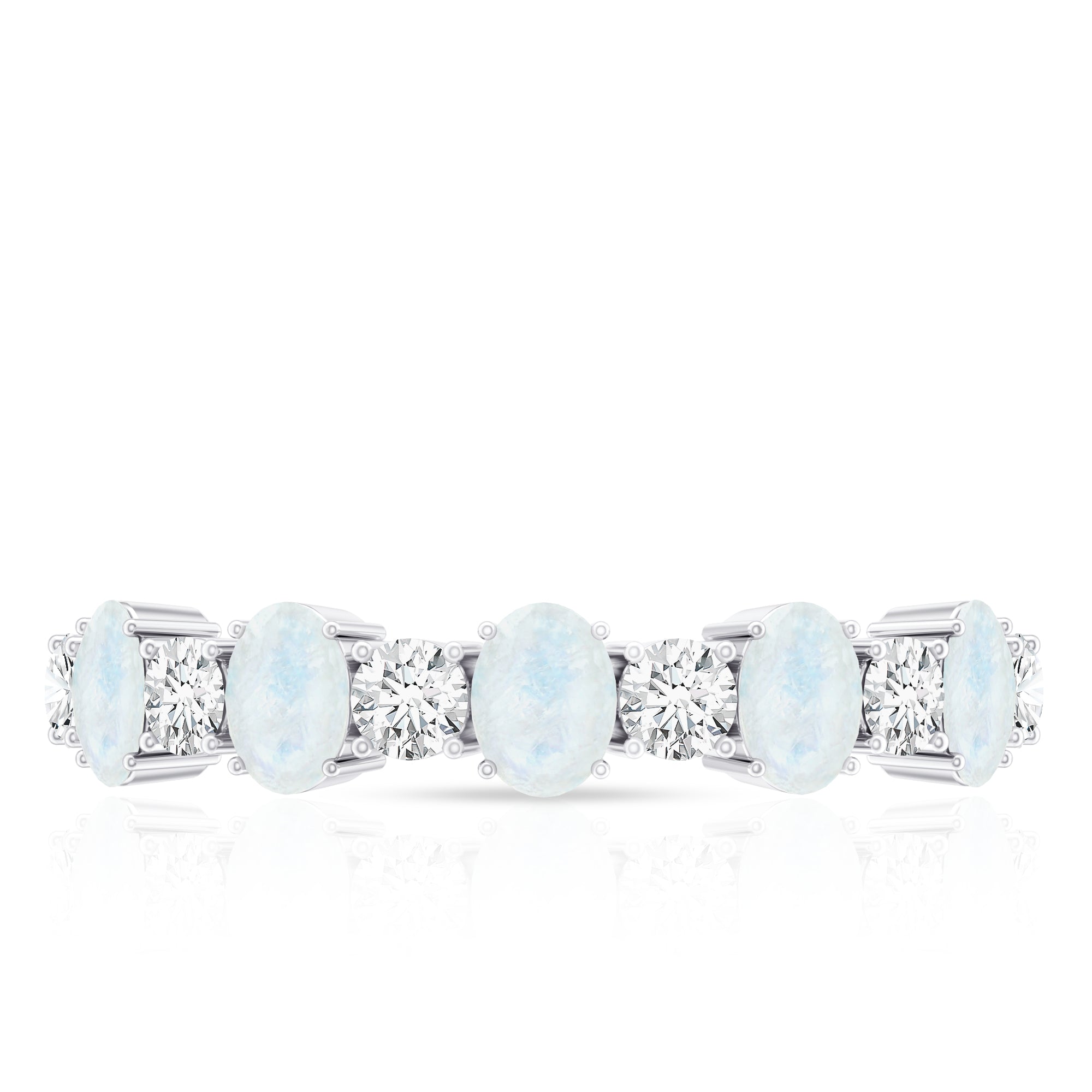 Alternate Moonstone and Diamond Semi Eternity Ring