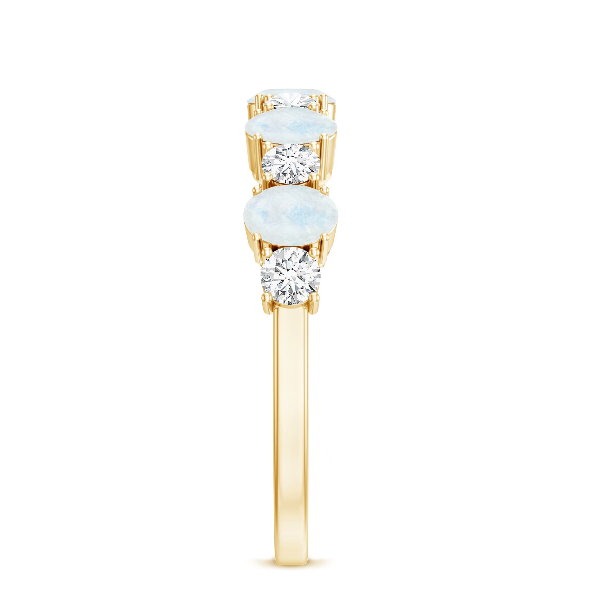 Alternate Moonstone and Diamond Semi Eternity Ring