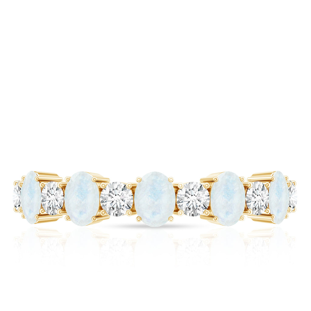 Alternate Moonstone and Diamond Semi Eternity Ring
