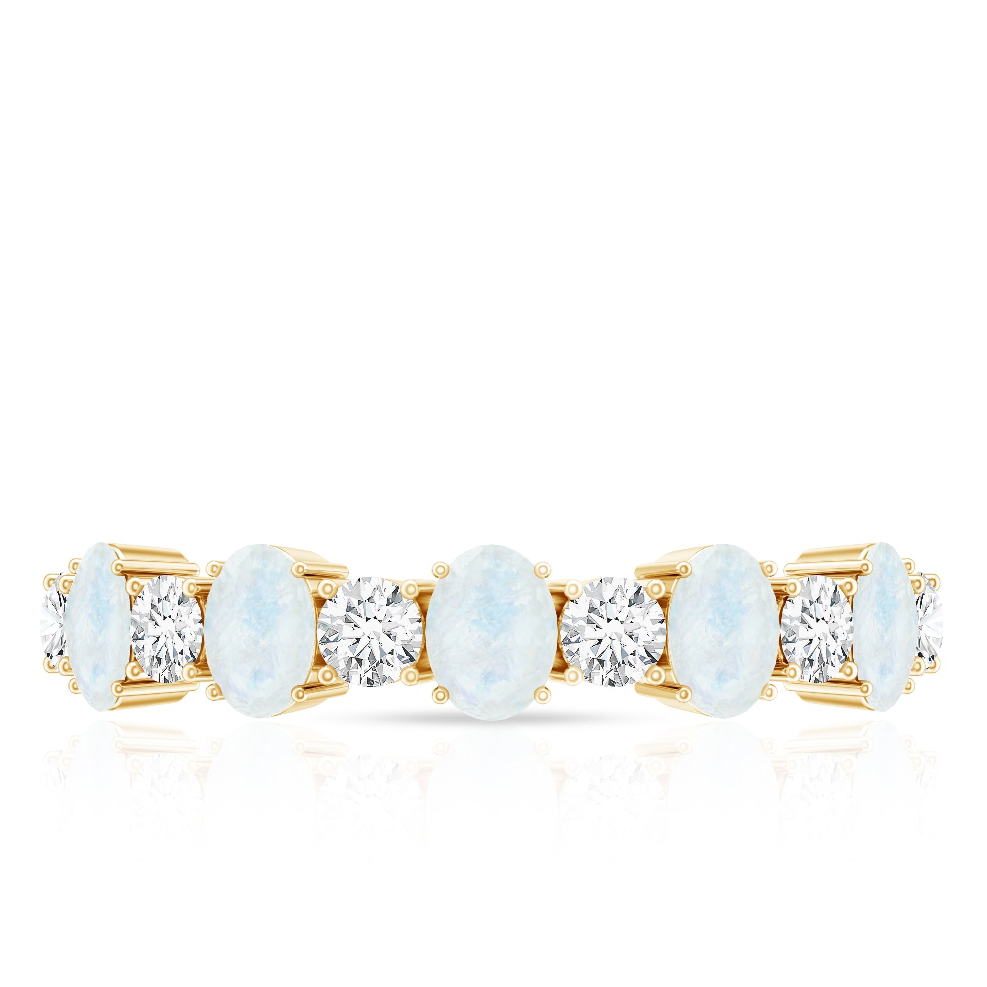 Alternate Moonstone and Diamond Semi Eternity Ring