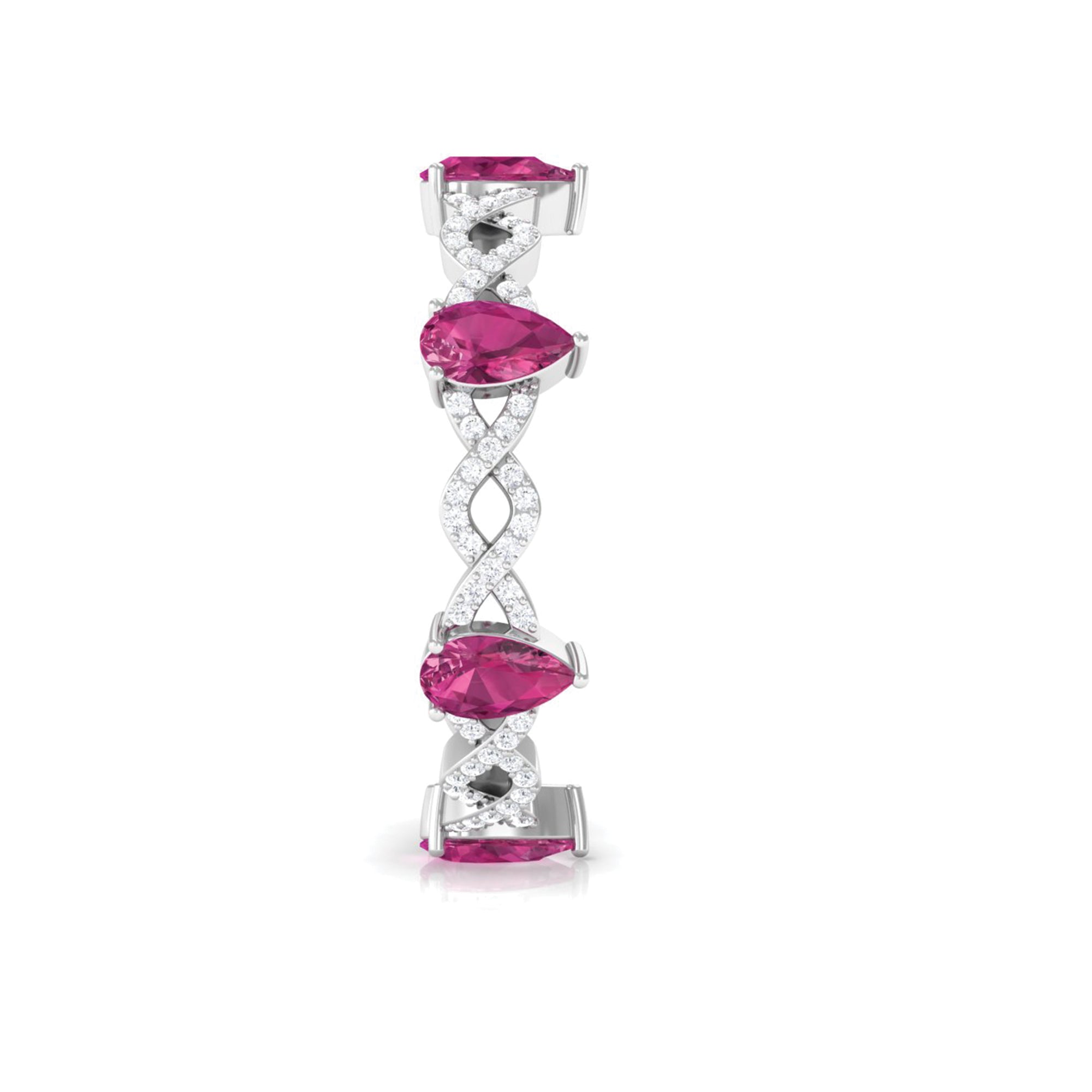 Natural Pink Tourmaline Crossover Eternity Ring with Diamond