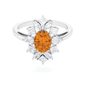 1 Carat Oval Cut Citrine Cocktail Ring with Moissanite Stones