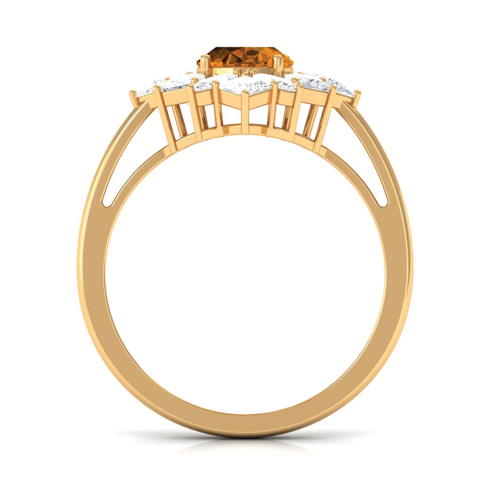 1 Carat Oval Cut Citrine Cocktail Ring with Moissanite Stones