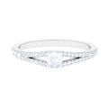 0.3 Carat Minimal Moonstone and Diamond Split Shank Promise Ring