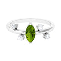 07 Carat Marquise Cut Peridot Scatter Ring with Diamond Stones