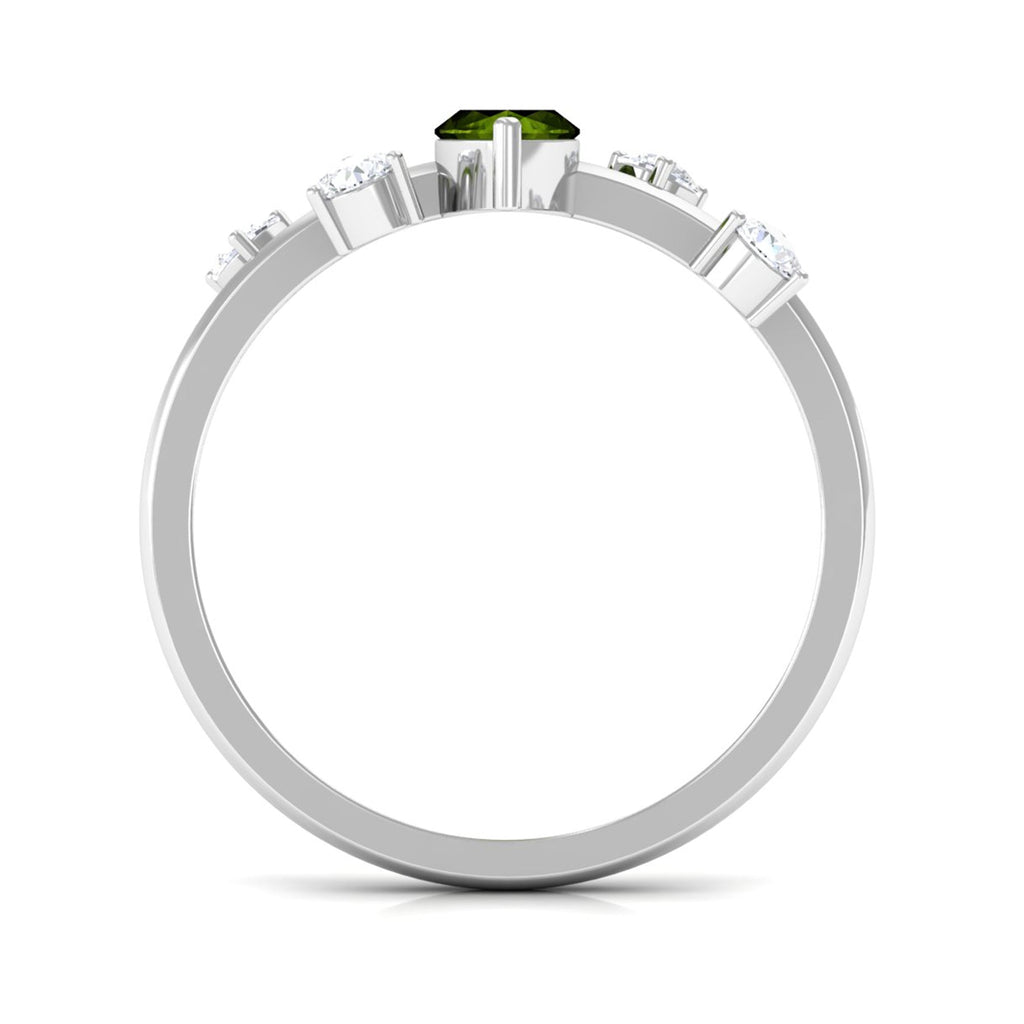 07 Carat Marquise Cut Peridot Scatter Ring with Diamond Stones