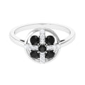 Round Black Spinel Contemporary Ring With Diamond