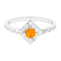 0.4 Carat Minimal Fire Opal and Diamond Textured Ring