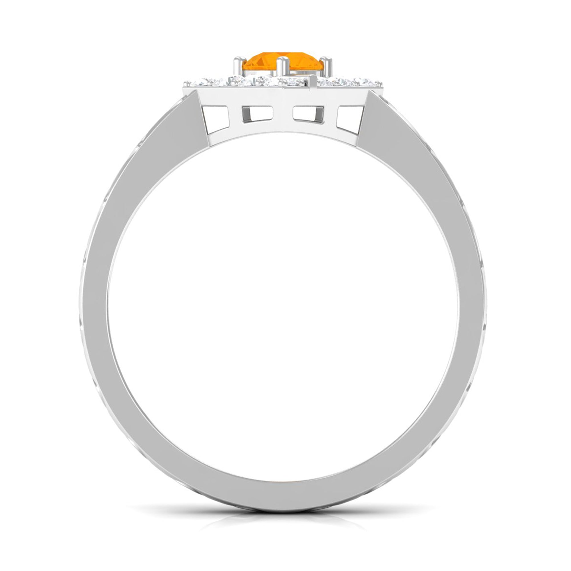 0.4 Carat Minimal Fire Opal and Diamond Textured Ring
