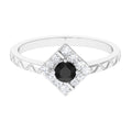 0.4 Carat Black Spinel and Diamond Textured Ring
