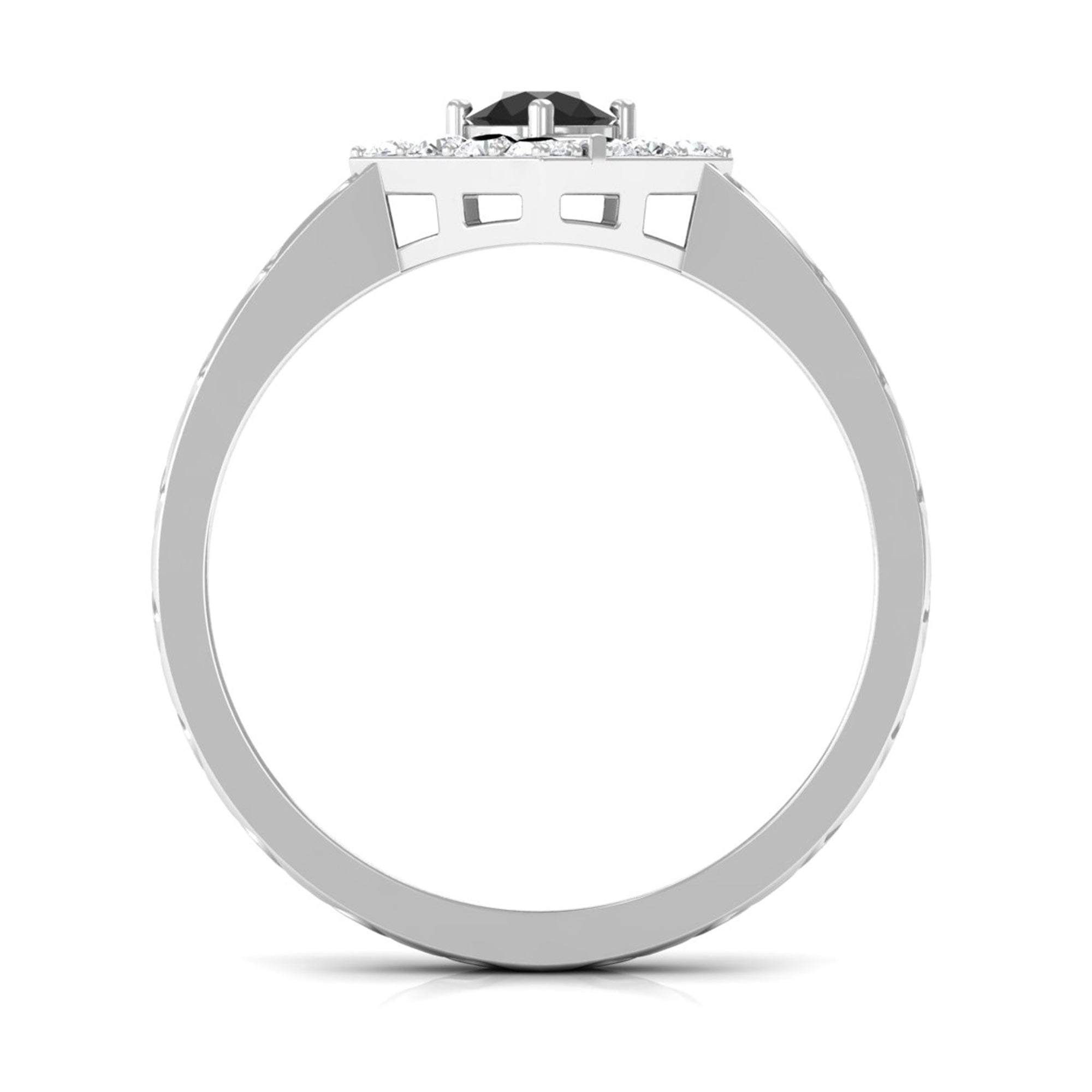 0.4 Carat Black Spinel and Diamond Textured Ring