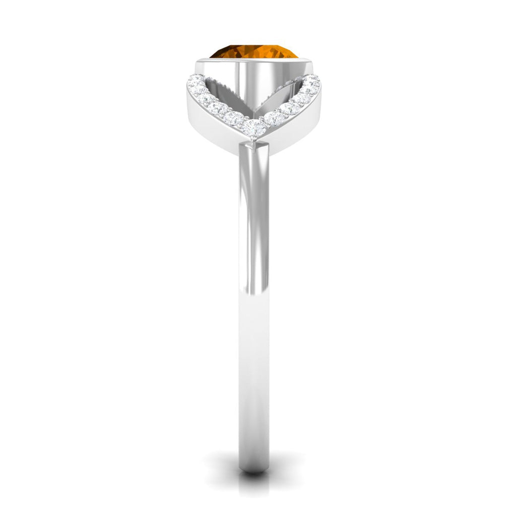 0.5 Carat Split Shank Citrine Solitaire Ring with Diamond Accent