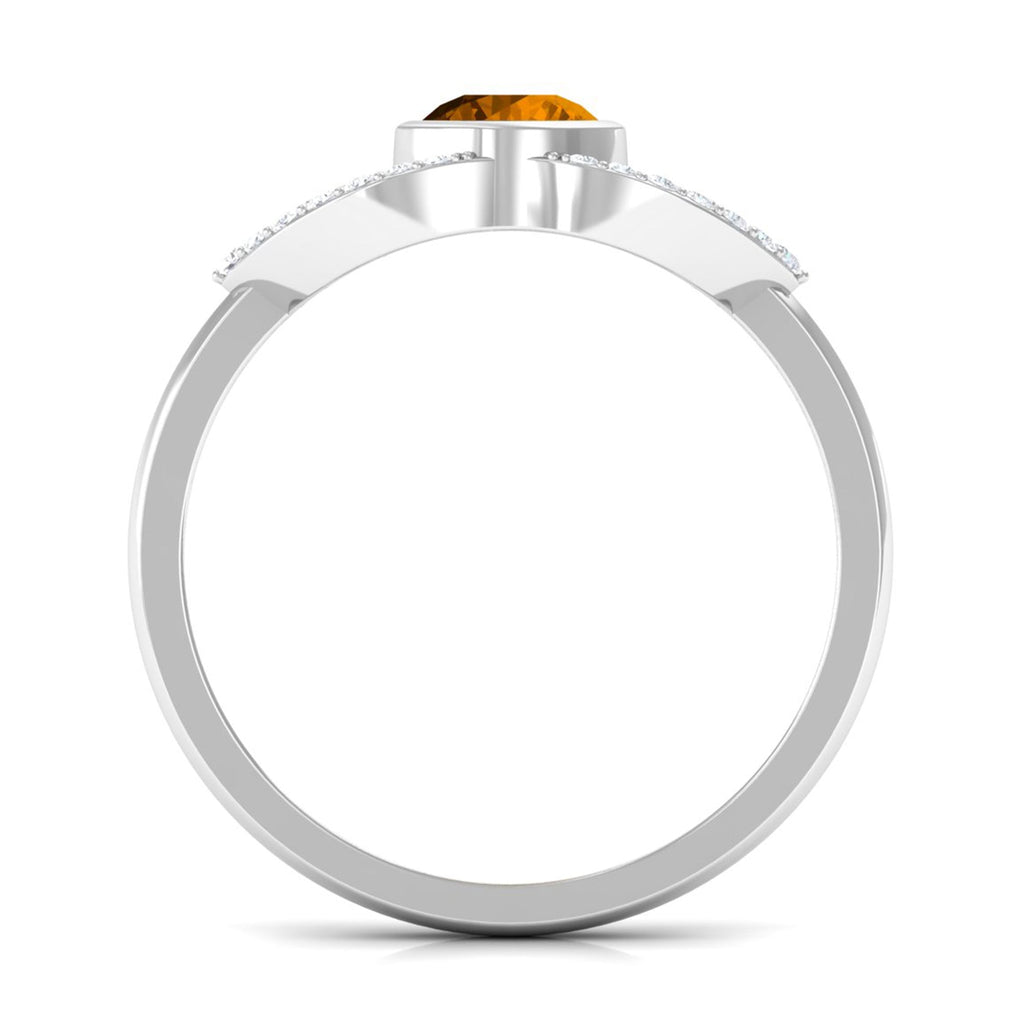 0.5 Carat Split Shank Citrine Solitaire Ring with Diamond Accent
