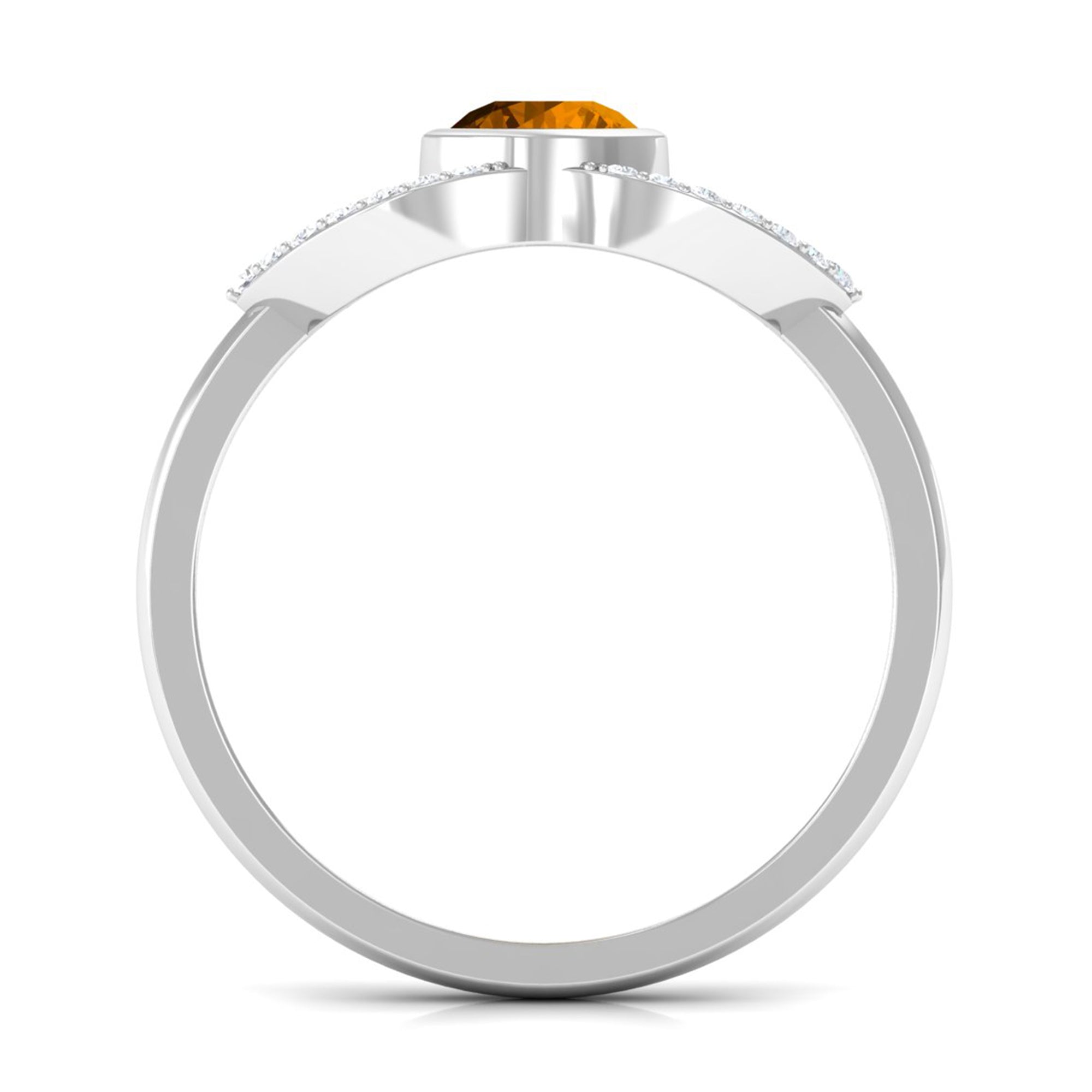 0.5 Carat Split Shank Citrine Solitaire Ring with Diamond Accent
