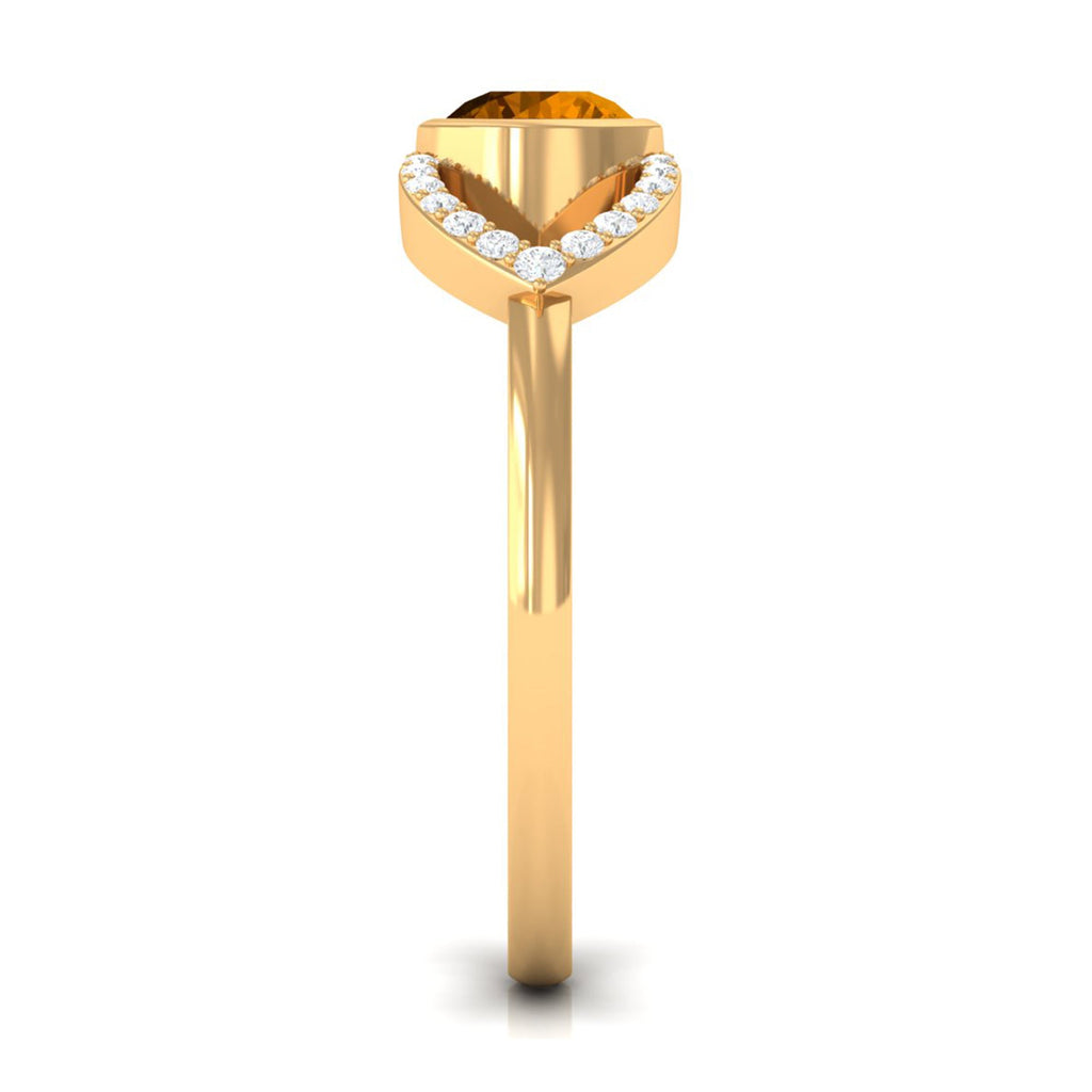 0.5 Carat Split Shank Citrine Solitaire Ring with Diamond Accent
