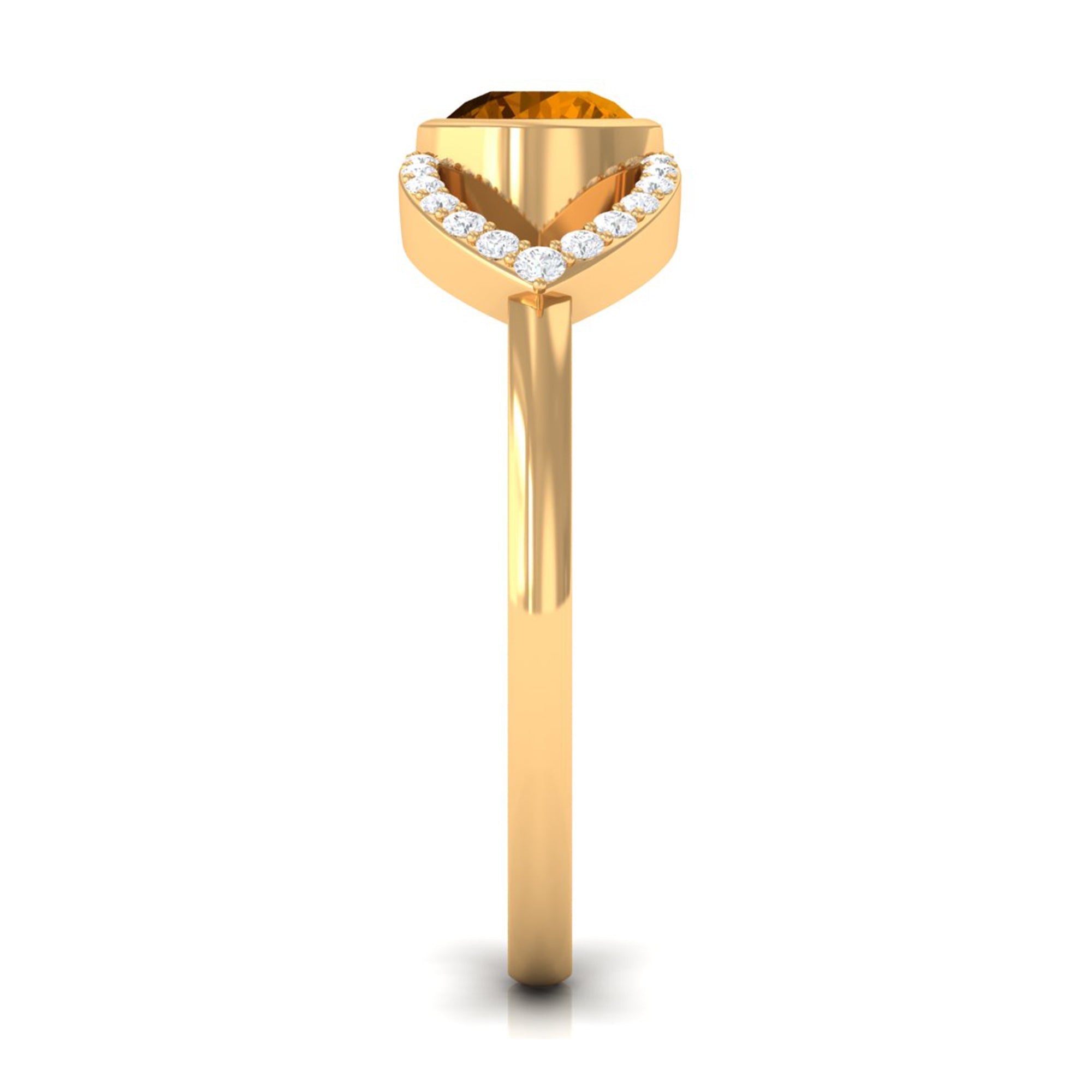 0.5 Carat Split Shank Citrine Solitaire Ring with Diamond Accent