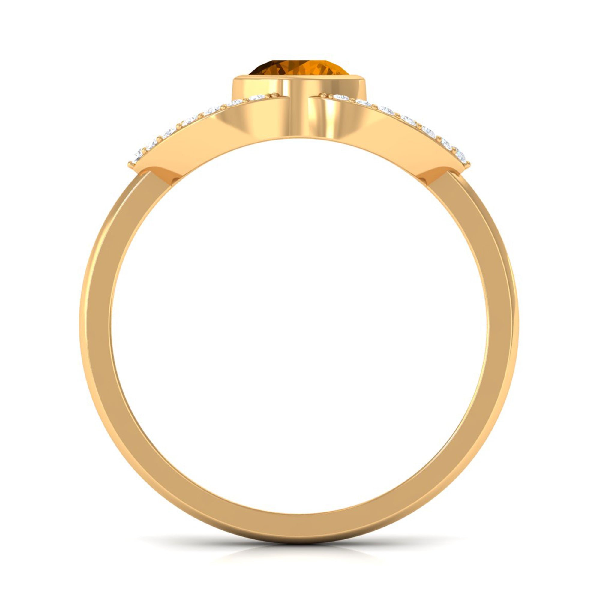0.5 Carat Split Shank Citrine Solitaire Ring with Diamond Accent