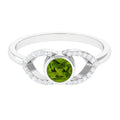0.5 Carat Split Shank Peridot Solitaire Ring with Diamond Accent
