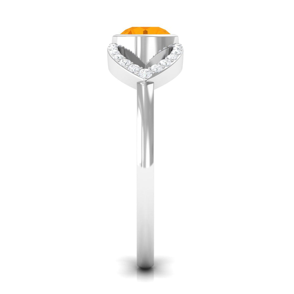 0.4 Carat Fire Opal and Diamond Split Shank Engagement Ring