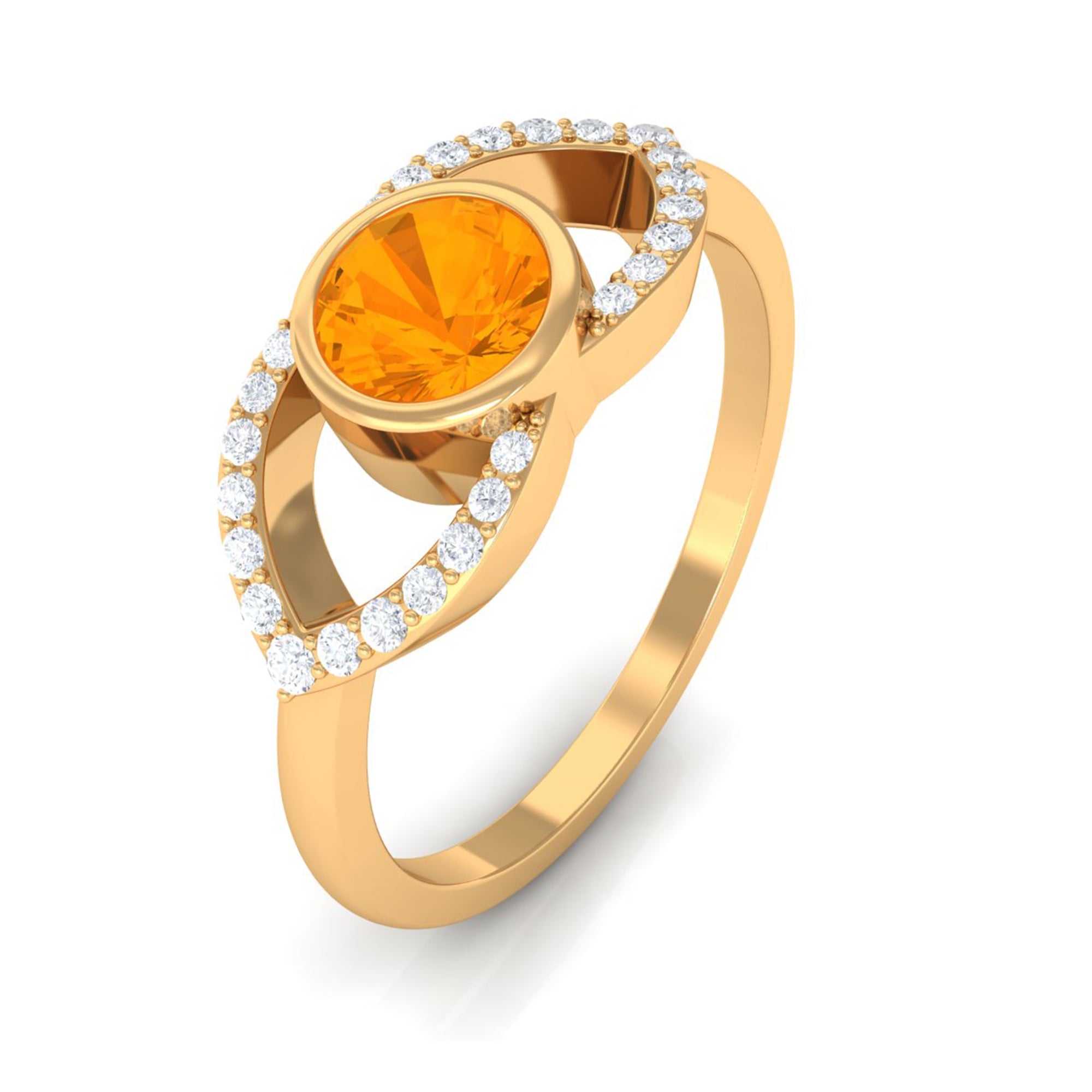 0.4 Carat Fire Opal and Diamond Split Shank Engagement Ring