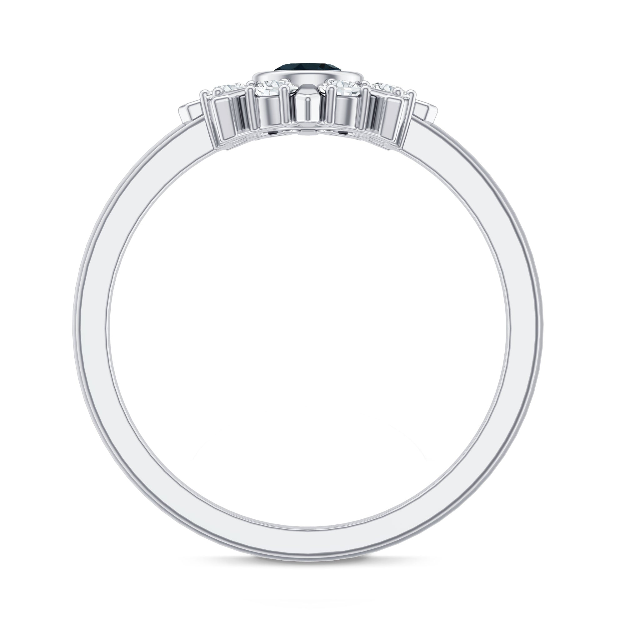 0.6 Carat Round London Blue Topaz Flower Ring with Diamond