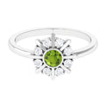 0.5 Carat Natural Peridot Statement Ring with Diamond Stones