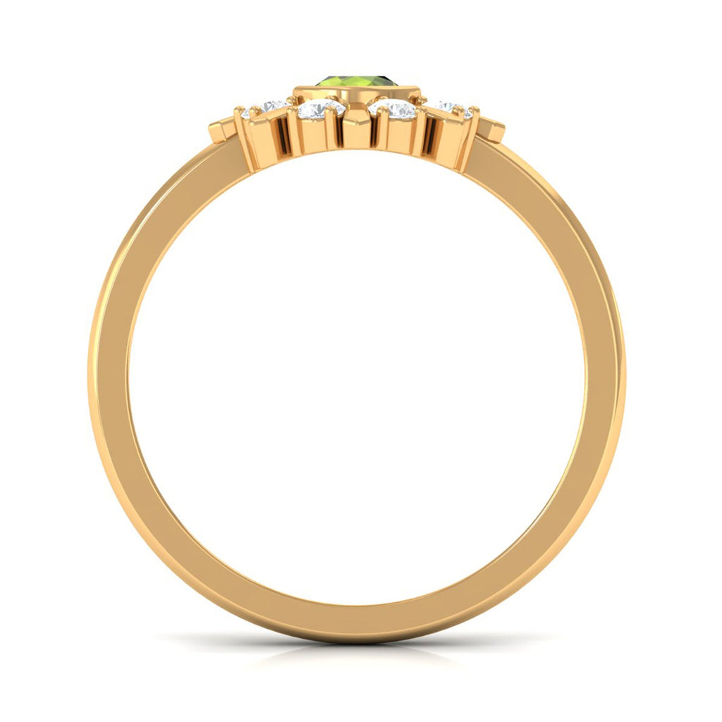 0.5 Carat Natural Peridot Statement Ring with Diamond Stones