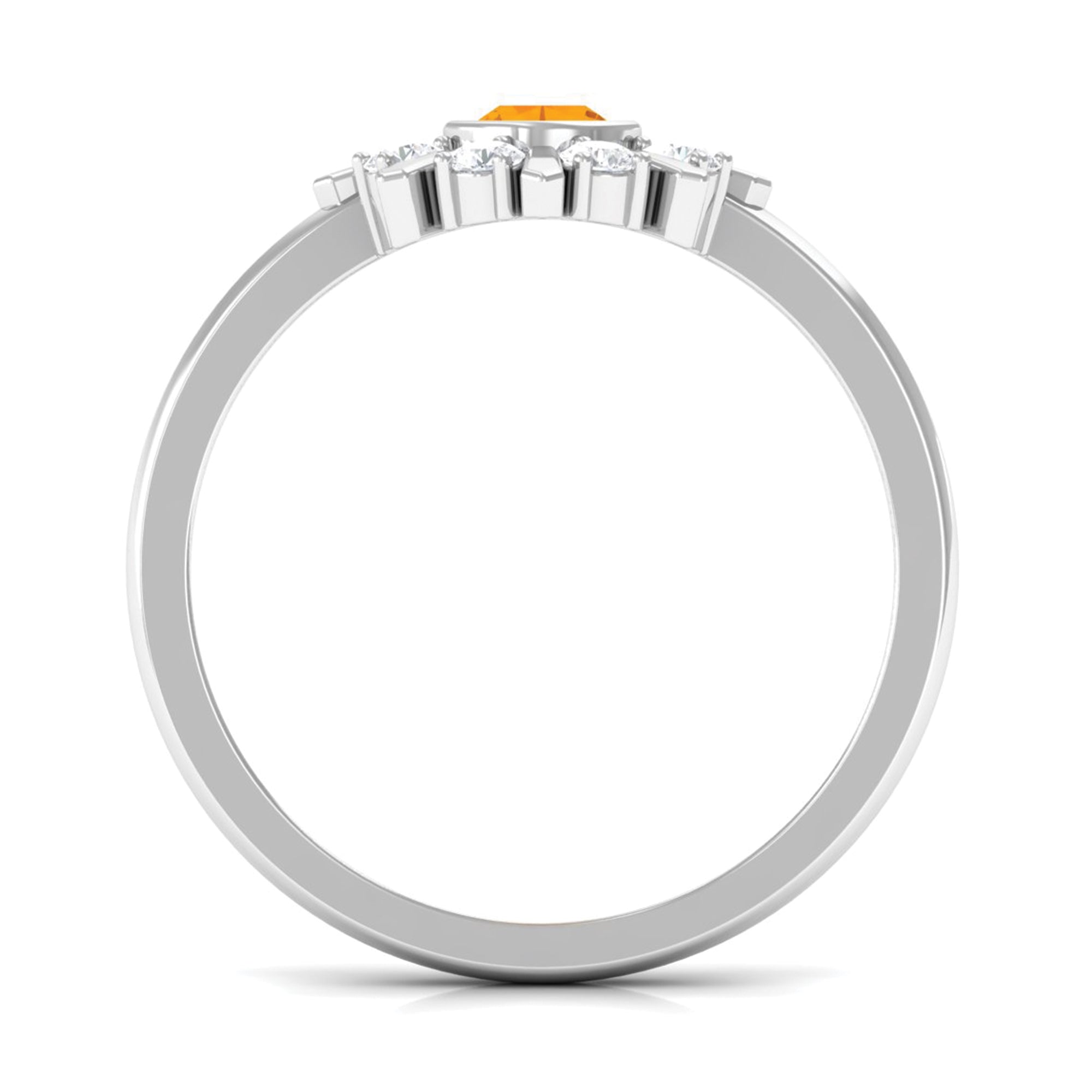 0.4 Carat Bezel Set Fire Opal Statement Ring with Diamond