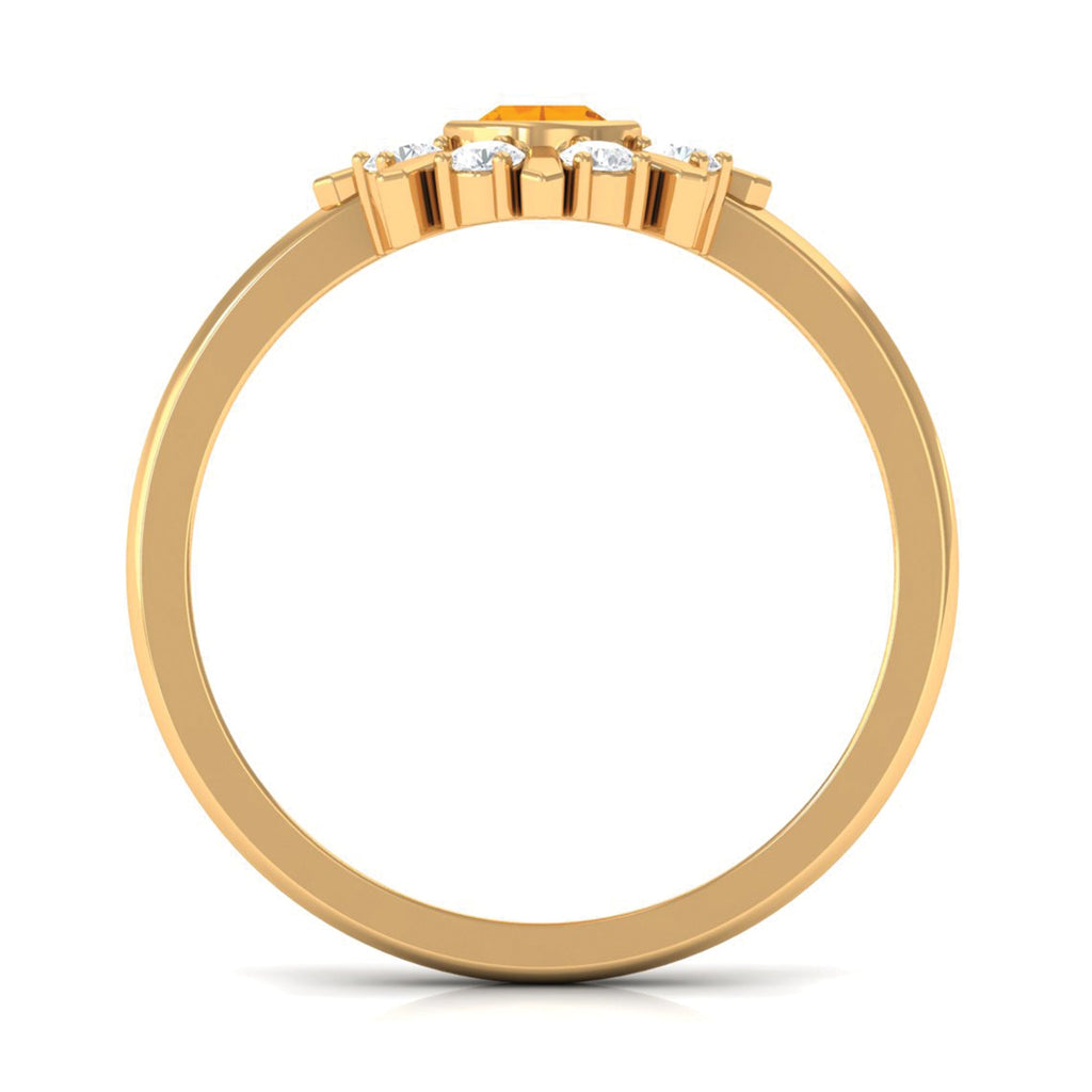 0.4 Carat Bezel Set Fire Opal Statement Ring with Diamond