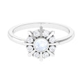 0.3 Carat Bezel Set Moonstone and Diamond Statement Ring