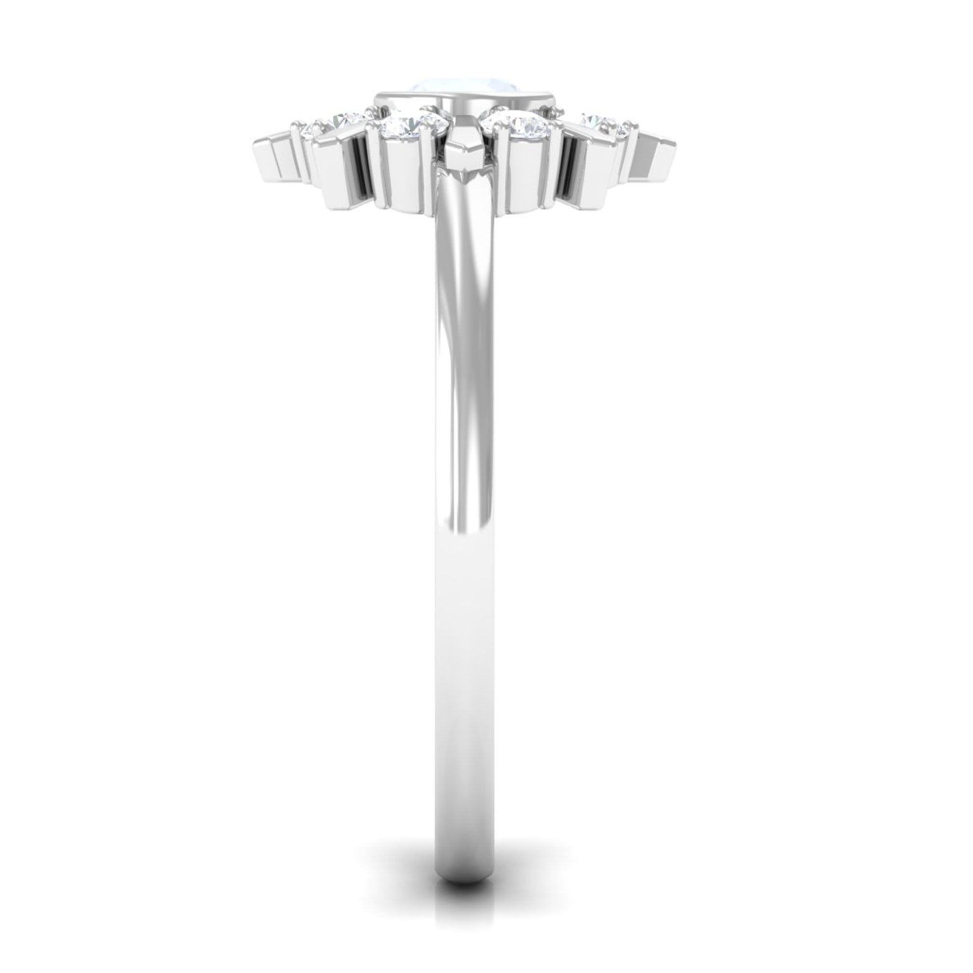 0.3 Carat Bezel Set Moonstone and Diamond Statement Ring