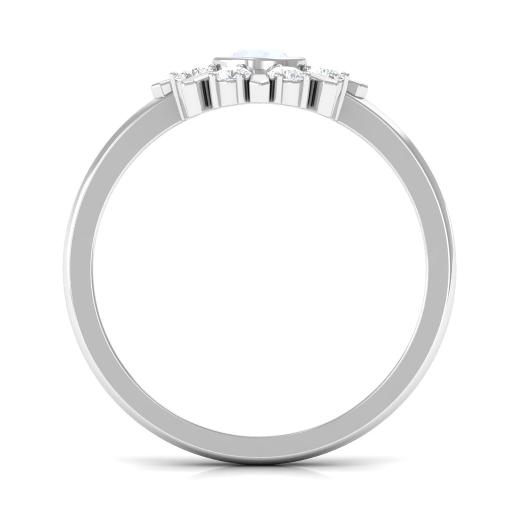 0.3 Carat Bezel Set Moonstone and Diamond Statement Ring