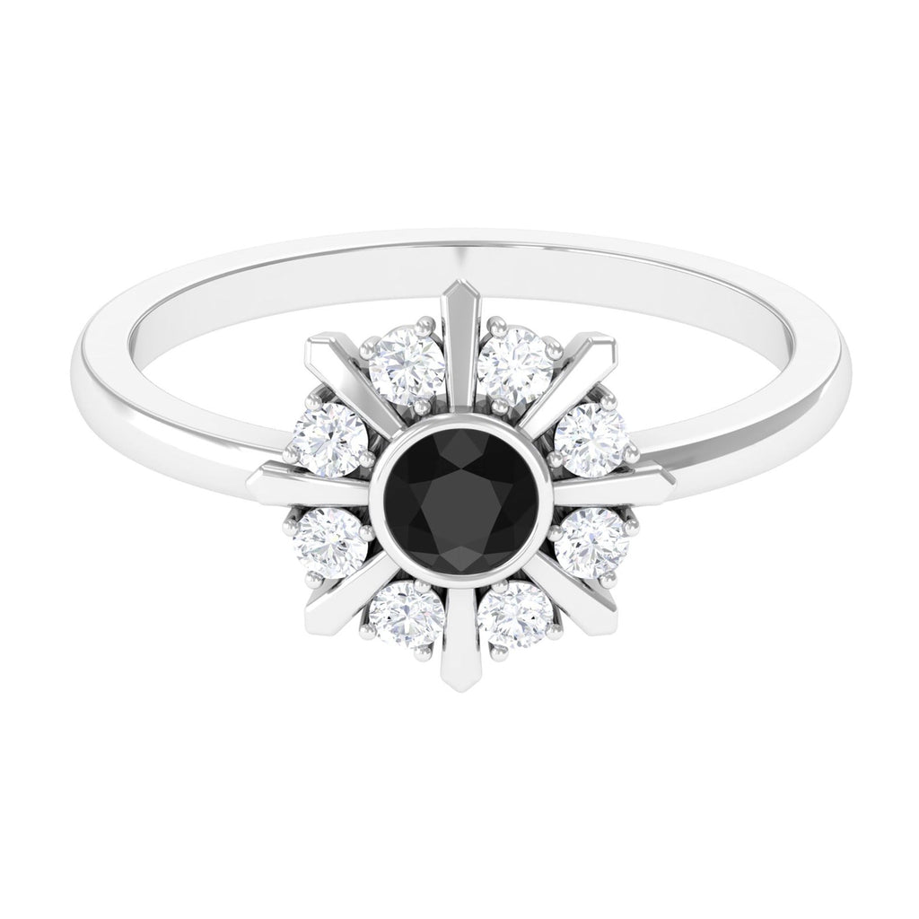0.4 Carat Black Spinel and Diamond Statement Ring