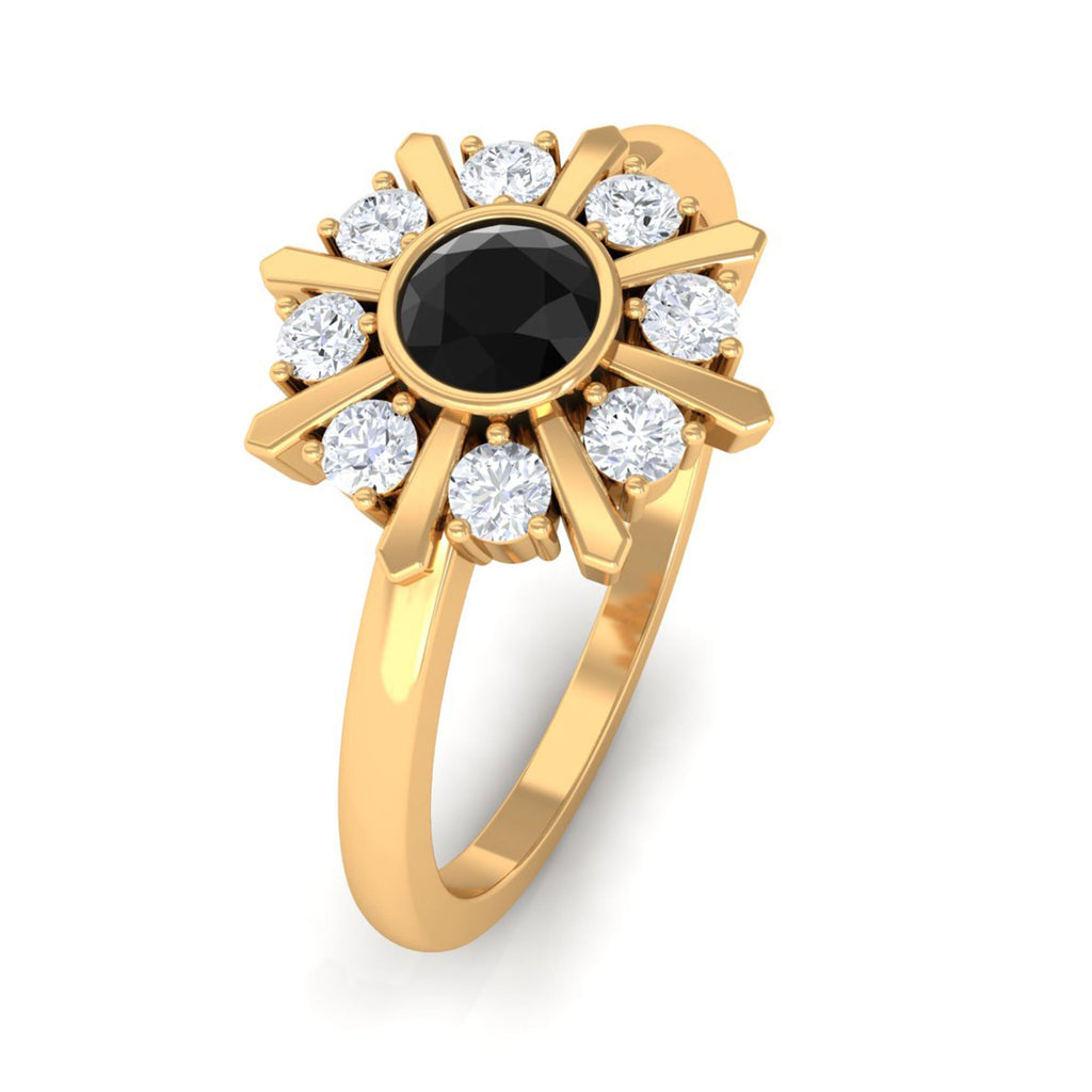 0.4 Carat Black Spinel and Diamond Statement Ring
