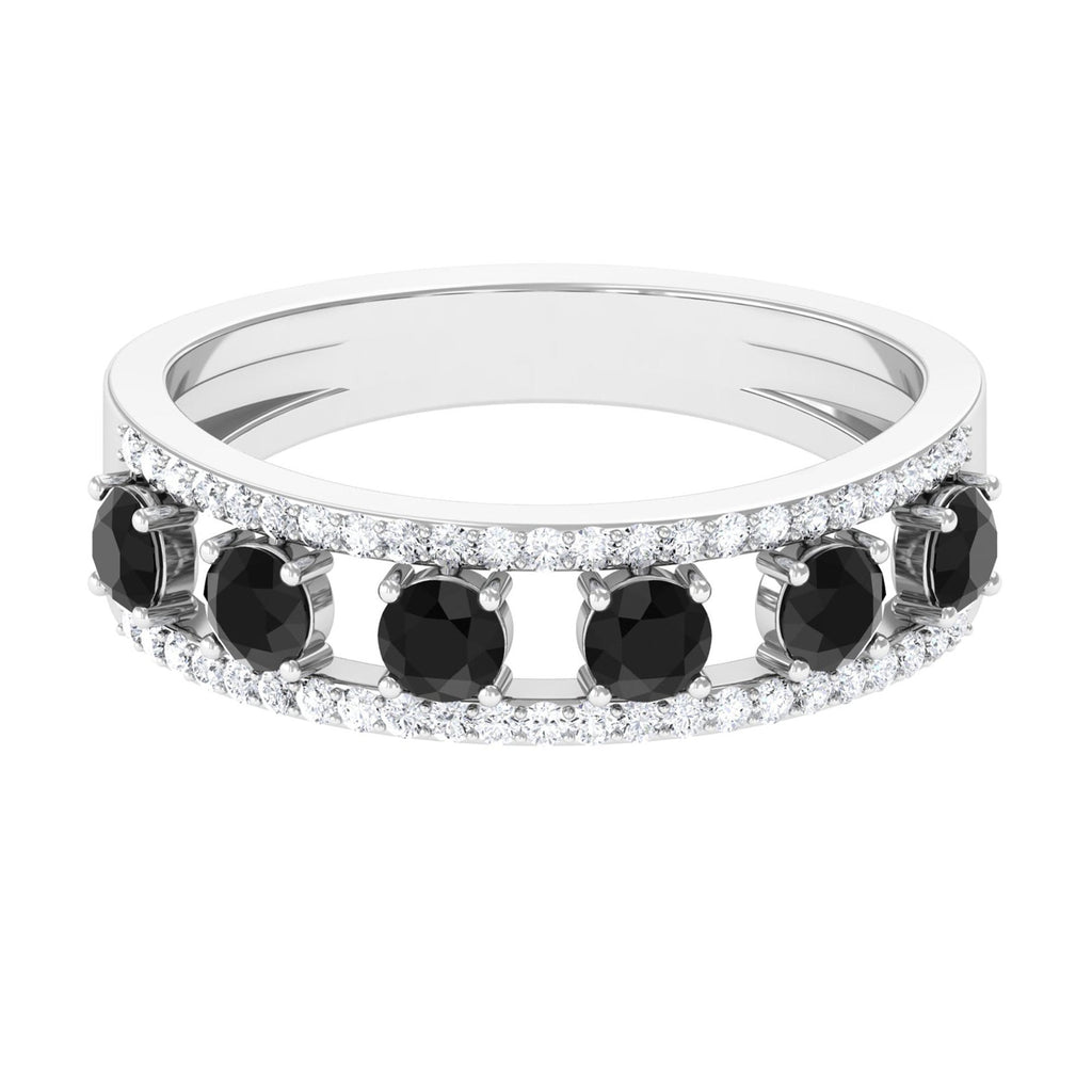 Black Spinel Anniversary Band Ring with Diamond