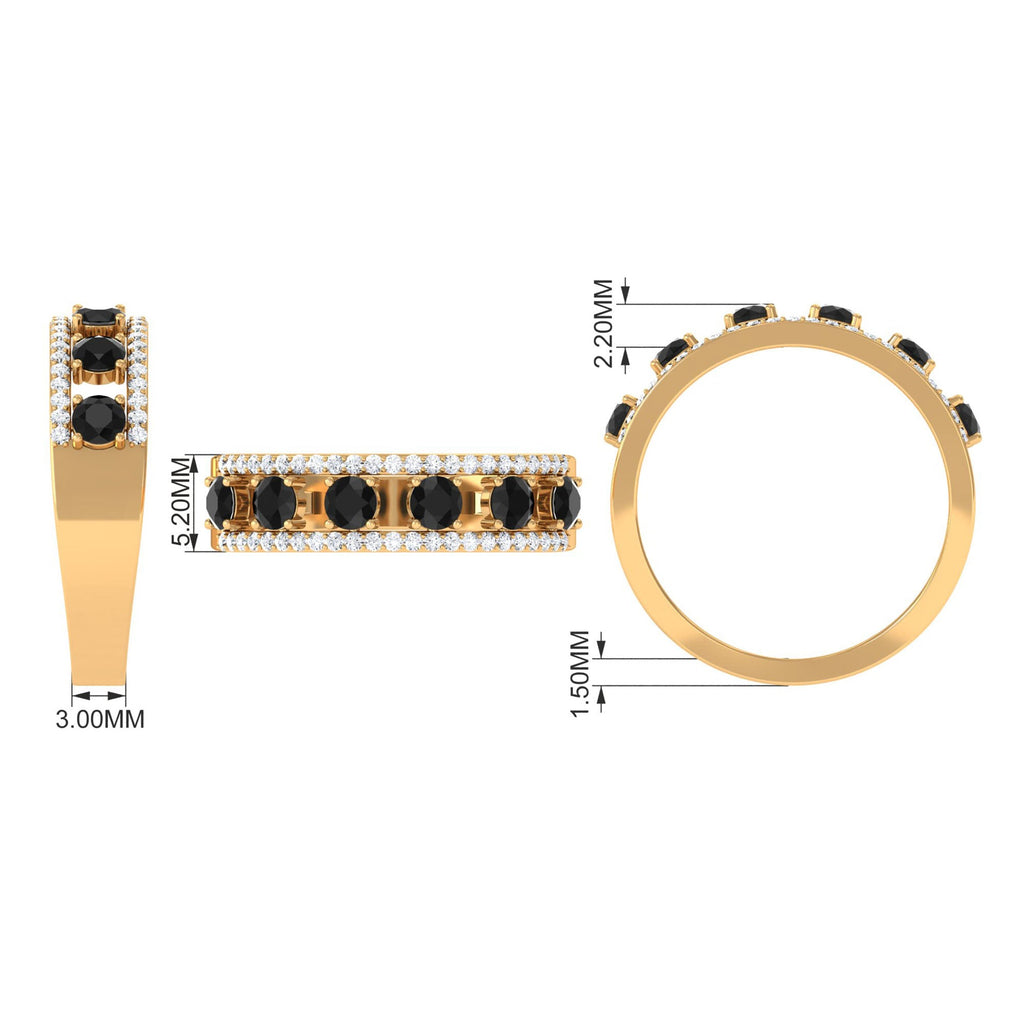 Black Spinel Anniversary Band Ring with Diamond